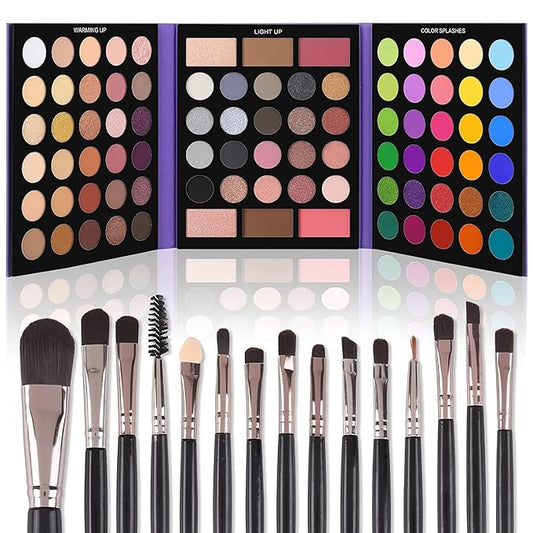 UCANBE Eyeshadow Palette with 15Pcs Brushes Makeup Set,