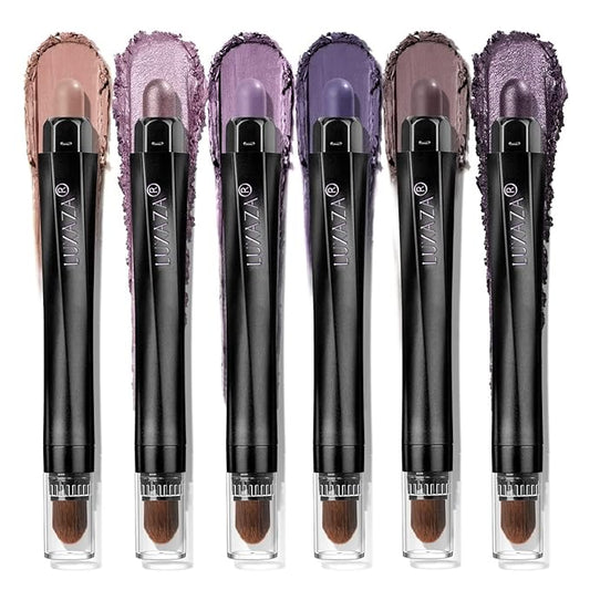 Neutral Eyeshadow Stick Makeup Set, Metallic Shimmer Matte Cream Eye Shadow Eyeliner Brightener Pencil Crayon - Classic 6PCS A012