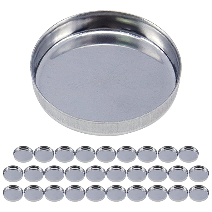 Pack of 30 Empty Round Metal Pans 26mm