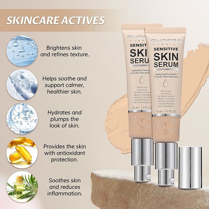 Phoera Foundation Makeup,Flawless Soft Matte Full Coverage with Porcelain, 1PC)