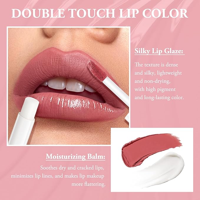 Double Head Lipstick & Moisturizing Lip Balm, 2-in-1 Moisturizing