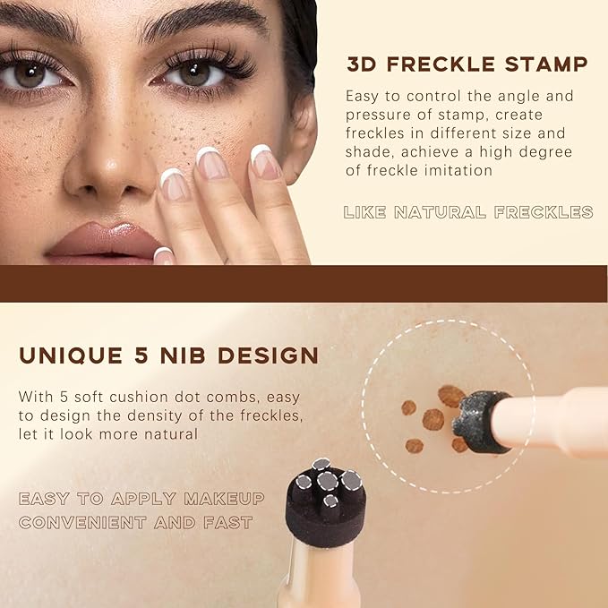 2 Colors Freckle Stamp Pen, Natural Like Freckle Makeup #Coffee&Chestnut