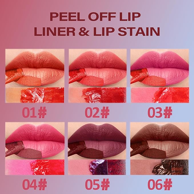Wonder Blading Lip Stain Peel Off Masque, 6 Colors Tattoo Peel Off Mask, Matte Finish Peel Off Lip Stain, Waterproof & Transfer Proof Nude Lip Tint, Lip Tatoo Peel Lip Tint, 03# Rose Powder