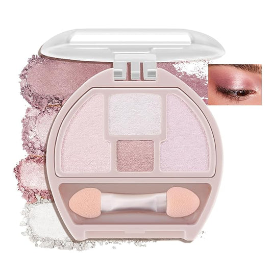 Boobeen 4-Color Makeup Palette, Highly Pigmented Glitter Eyeshadow