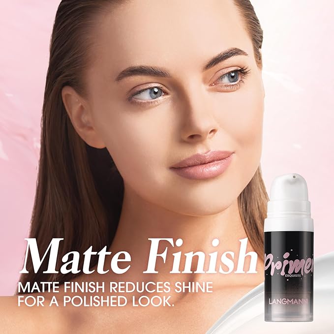 LANGMANNI Matte Grip Face Primer, Transparent Skin Perfecting Oz, 3)