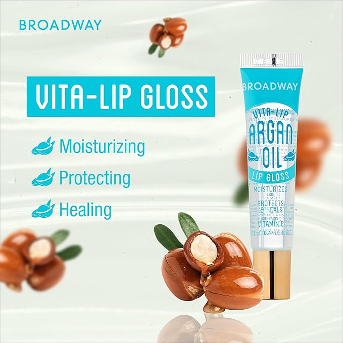 Ruby Kisses Broadway Vita-Lip Clear Lip Gloss (10 Pack), Hydrating & Soothing Formula with Vitamin, High-Shine Non-Sticky Lip Balm with Mint, Rosehip, Coconut, Mango, Argan, Honey, Shea, Cherry, Peach