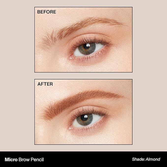 Morphe Micro Dual Eyebrow Pencil - Dual-Ended Brow Pencil Featuring a Retractable, Ultra-Precise, Pointed Tip - Richly Pigmented, Smooth-Gliding, Long-Lasting Wax Formula - Almond (0.003 oz)