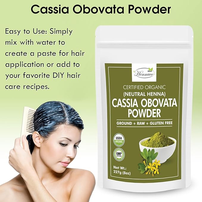 Organic Cassia Obovata Powder | Neutral Henna Powder (8 OZ) 227 G