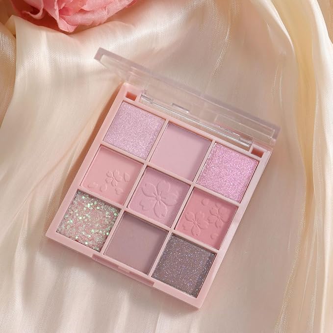 Light Pink Eyeshadow Palette,Neutral Nude Powder Eye Shadow for Older Women,Highly Pigmented Natural Long Lasting Naturing-Looking Pink Makeup Palette,Talc,Paraben Vegan & Cruelty Free