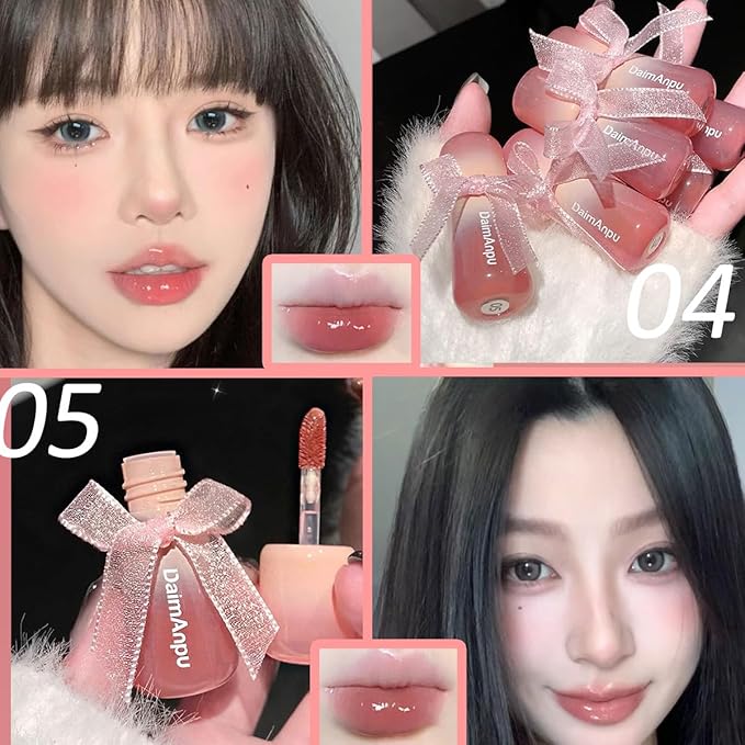 6Pcs Hydrating Jelly Lip Gloss Set,Moisturizing & Plumping Water Lip Stain Mirror Liquid Lipsticks,Waterproof Long Lasting Clear Oxygen Tinted Lip Blam Cute Lip Glaze