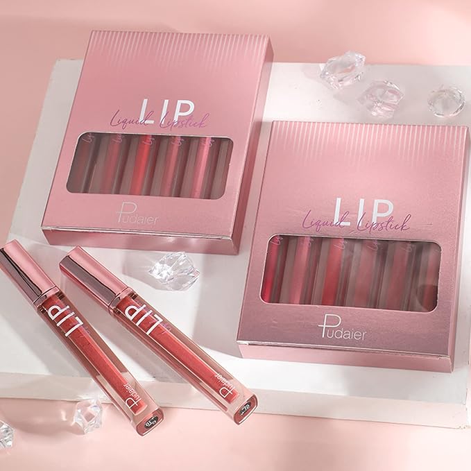 Glitter Lipgloss Set with Gift Box, 6 Colors Glitter