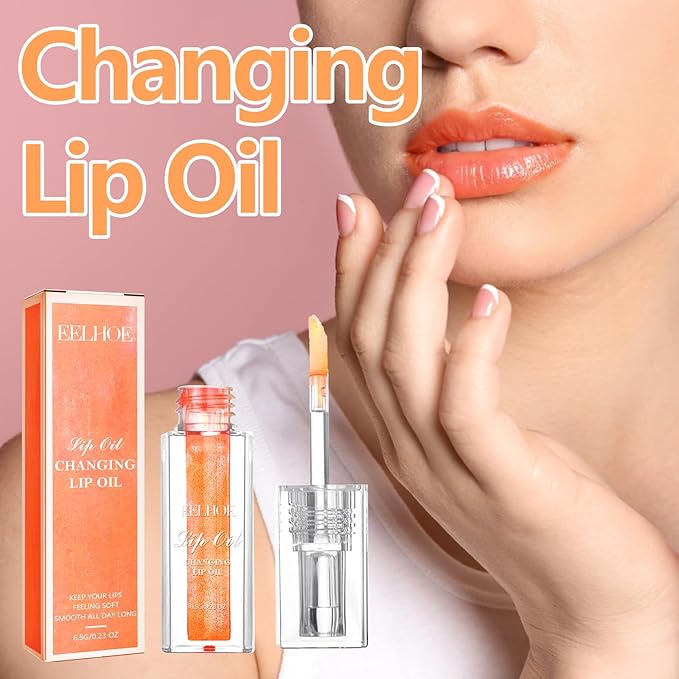 Midnight Boss Up Magic Color Changing Lip Oil Stain Cosmetic PH Actived Moisturizing Hydrating Glow Gloss Tinted Transparent Care Long Lasting Non-Sticky Fresh Texture Nourishing Pink Orange Red
