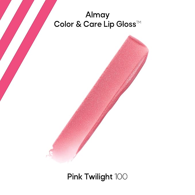 Almay Color & Care Hydrating Lip Gloss, Soft Natural Hues, Prebiotic Complex, Hyaluronic Filling-Sphere Technology, 100 Pink Twilight, 0.1 Fl Oz