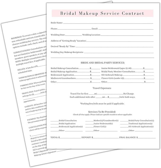 Bridal Makeup Service Contract | 100 Pack |