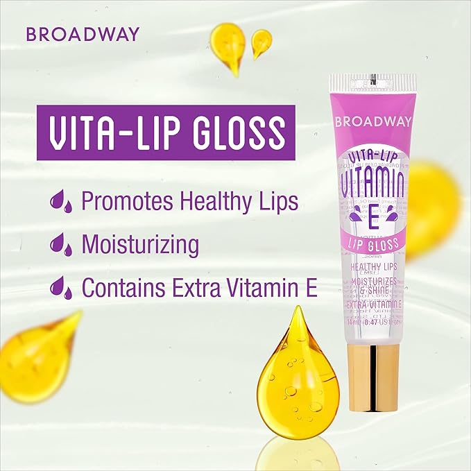 Ruby Kisses Broadway Vita-Lip Clear Lip Gloss (8 Pack), Ultra-Hydrating & Soothing Formula with Vitamins, High-Shine Non-Sticky Finish Lip Balm with Mint, Rosehip, Coconut, Mango, Argan, Honey, Shea