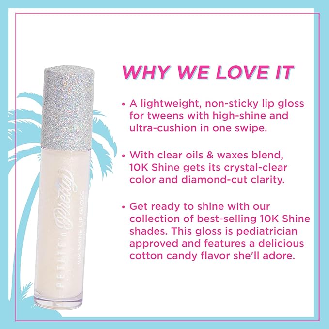 Petite 'N Pretty 10K Shine Lip Gloss for Girls (Diamond Heist) - Makeup for Kids, Tweens, Teens - High Shine, Soft, Hydrating, Lightweight, Made in the USA