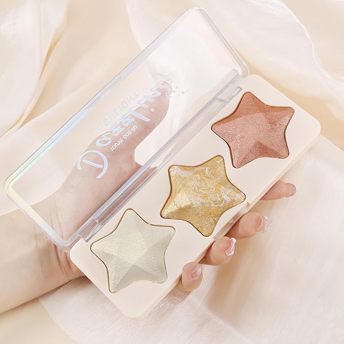 Boobeen 3 Colors Baked Shimmer Highlight & Blush