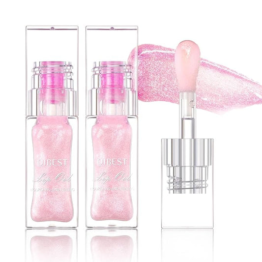 LANGMANNI Hydrating Lip Glow Oil,Moisturizing Nourishing Lip Oil,Light Colour Gloss Tinting And Non-sticky Lip Oil For Dry Lips Lip Care (Color Changing 2Pcs)