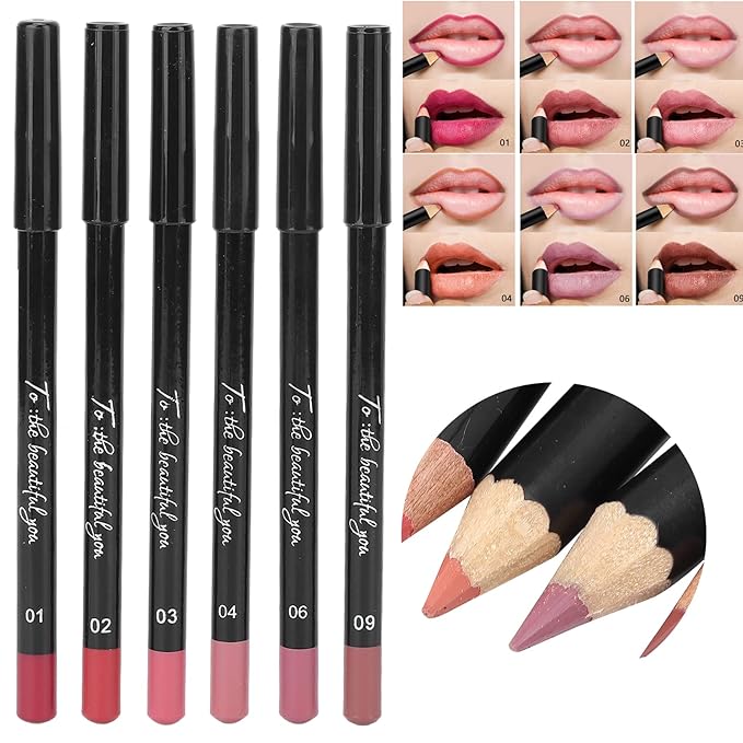 6pcs Lip Liner, Professional Waterproof Matte Long Lasting Long