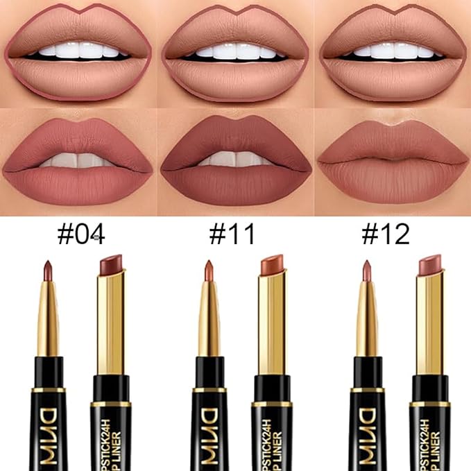 PHOERA Foundation Full Coverage,3Pcs Lip Liner and Lipstick Porcelain+Lip SetA)