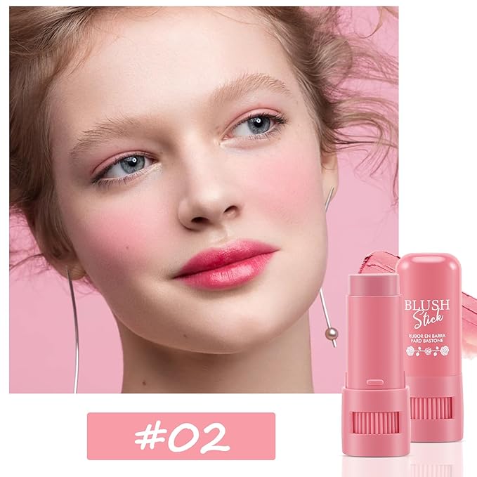 Cream Blush Makeup,Buildable Blush Stick for Cheeks,Matte Finish,Long Multi Stick