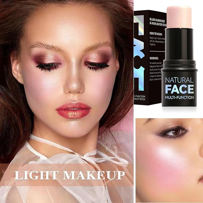 Cream Blush Stick with Brush,Waterproof Multi Cream Blush Skin F1