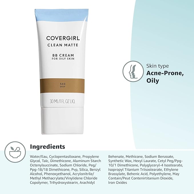 COVERGIRL - Clean Matte BB Cream, Oil-Free, Long-Lasting, 100% Cruelty-Free