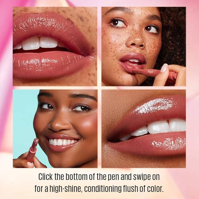 Kaja Lip Gloss - Heart Melter | High-shine, Glossy Finish, Peppy Pink Nude, Moisturize, 05 Hunny Bun, 0.04 Oz