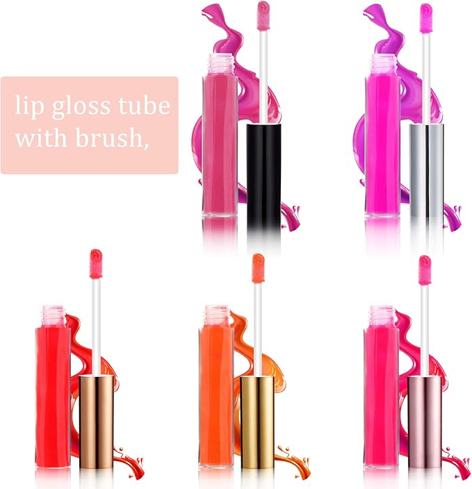 30 Piece Lip Gloss Tube 10 ml Empty Refillable Lip Balm Bottle Clear Plastic Gloss Container Reusable Lipstick Bottle with Rubber Insert for Lipstick(10 ml,Assorted Colors)
