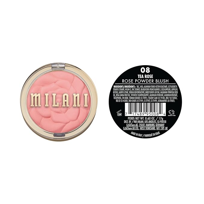 Milani Baked Blush, Powder Blush for Cheeks, Cruelty Free Makeup - Shape, Contour & Highlight Face for a Shimmery or Matte Finish -Tea Rose