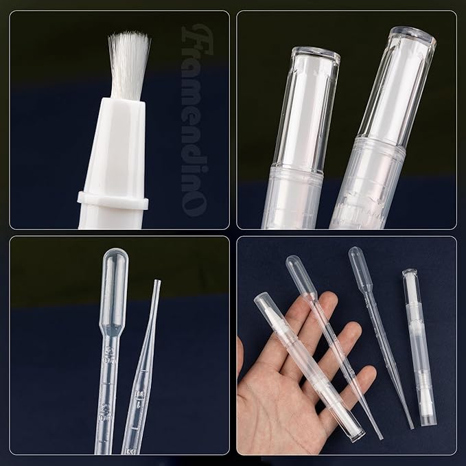 Framendino, 20 Pack Cuticle Oil Pens Empty Transparent Twist Pens with Brush Tip Liquid Tube Stickers