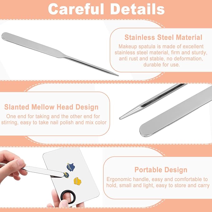 Makeup Spatula,Liquid Foundation Spatula, Stainless Steel Ergonomic Nail
