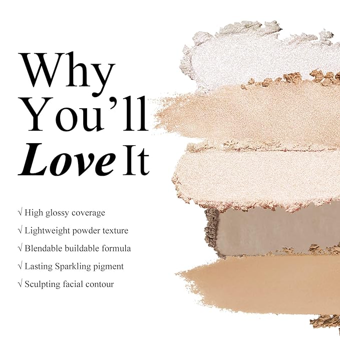 KYDA Face Sculpting Contour Palette, Natural Shimmer Smooth Contour Makeup-BRONZER