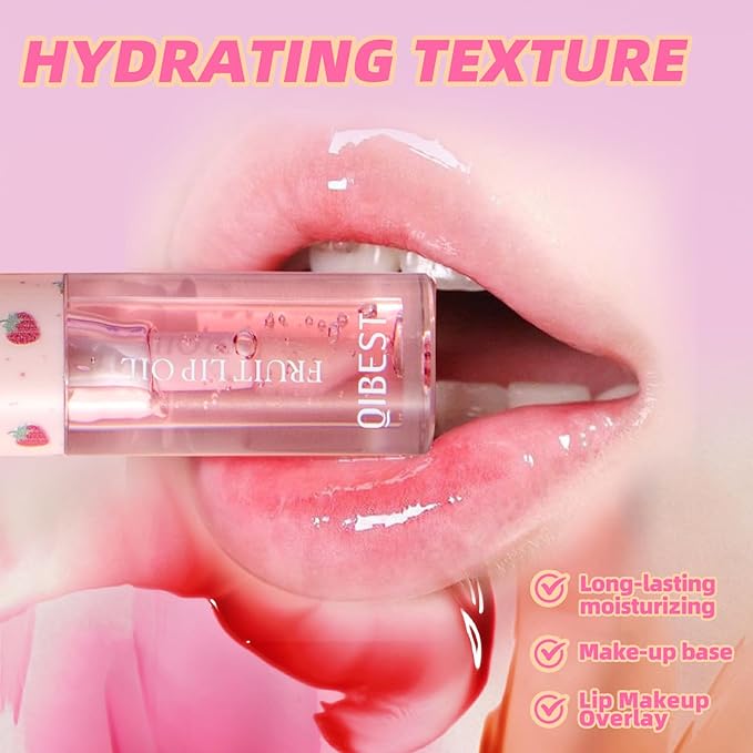 Petansy Fruit-Flavored Plumping Lip Oil Set 4 Packs Moisturizing Lip Glow Oil Long Lasting Nourishing Lip Gloss Set No-Sticky Gloss Lip Balm Lip Care