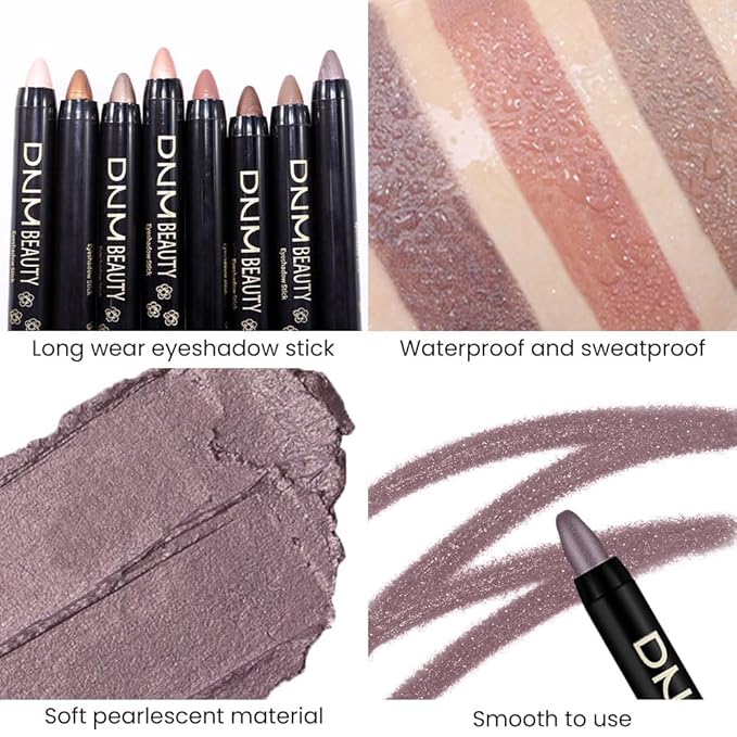 evpct Smoky Amethyst Shimmer Cream Eye Shadow Brightener Sticks Set for Eyes, Smoky Shimmery Matte Pencil Eye shadow Applicator Stick Pen Palette Makeup Waterproof sombras en crema para ojos 24#