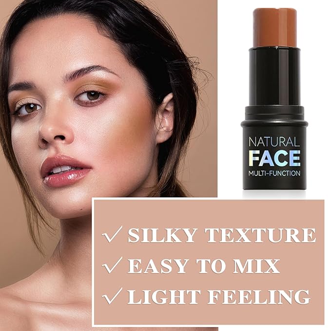 Cream Blush Stick with Brush,Waterproof Multi Cream Blush Skin F4