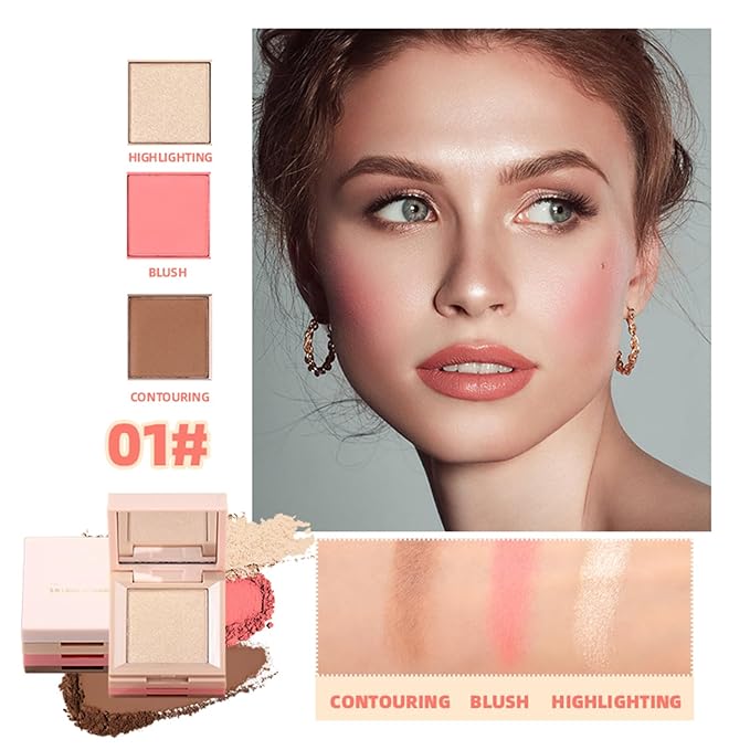 3 in 1 Contour Highlighter Blush Makeup Palette,