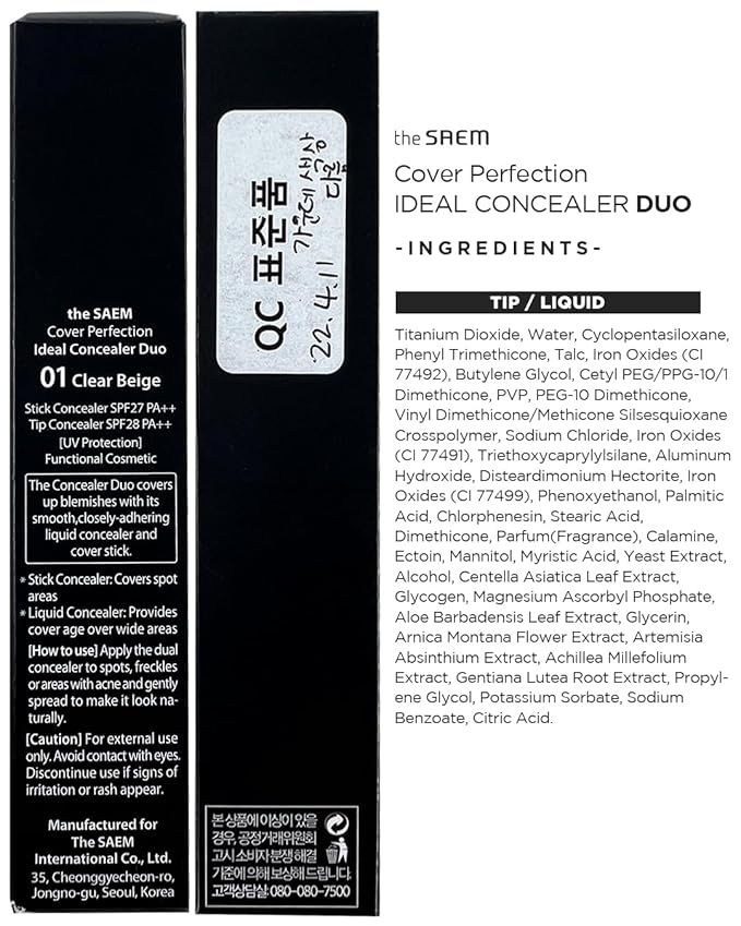 THESAEM Cover Perfection Ideal Concealer Duo (#1 Clear Crease-Proof Concealer