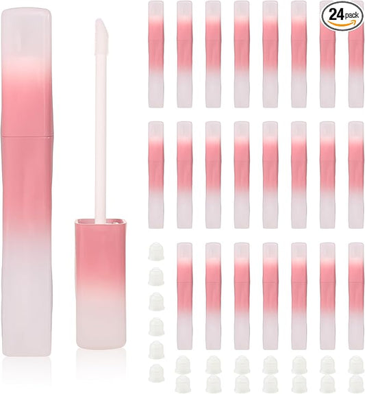 COSIDEA 15pcs 5ml Irregular rectangle empty lip gloss tubes bulk with wand unique Gradient pink lipgloss tube