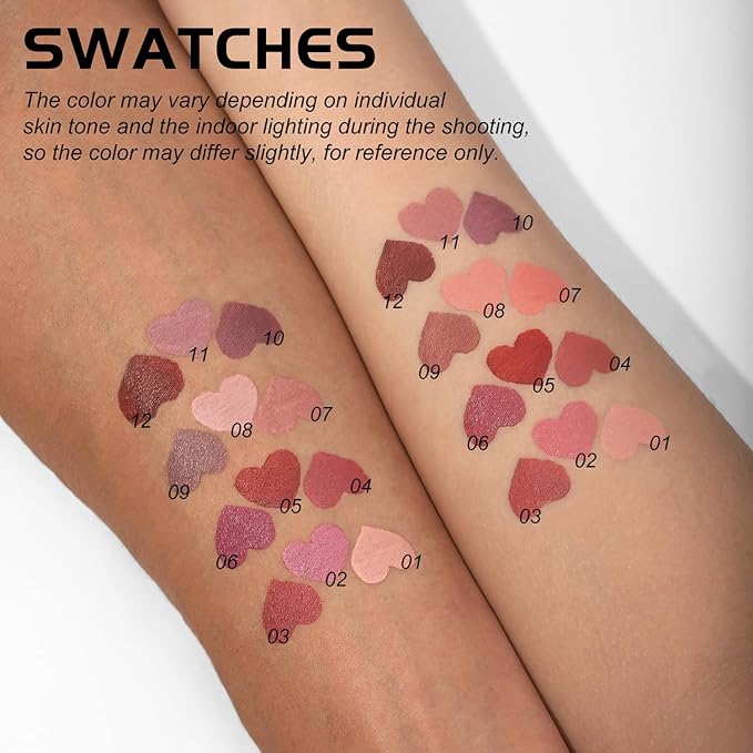 YOUNG VISION 6-Pc Liquid Lipstick & Lipliner Set, Lip Stain Tint Collection - Gourd-Shaped, Durable, Easy Glide, Nude Matte Shades Lip Contour/Lipliner Application, Gift for Women