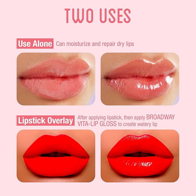 Ruby Kisses Broadway Vita-Lip Clear Lip Gloss (5 Pack Mint, Rosehip, Coconut, Argan Oil, Mango Butter), Ultra-Hydrating & Soothing Formula with Vitamin Oils, High-Shine Non-Sticky Finish Lip Balm