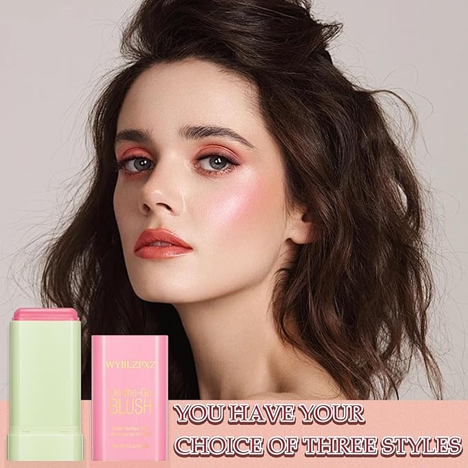 Cream Blush Stick,Multi-Use Makeup Blush Stick,Blendable Long Lasting