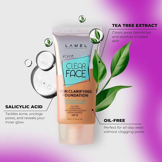 Lamel- Oh my Clear Face Foundation- SPF15-407 Meiduim 40ml