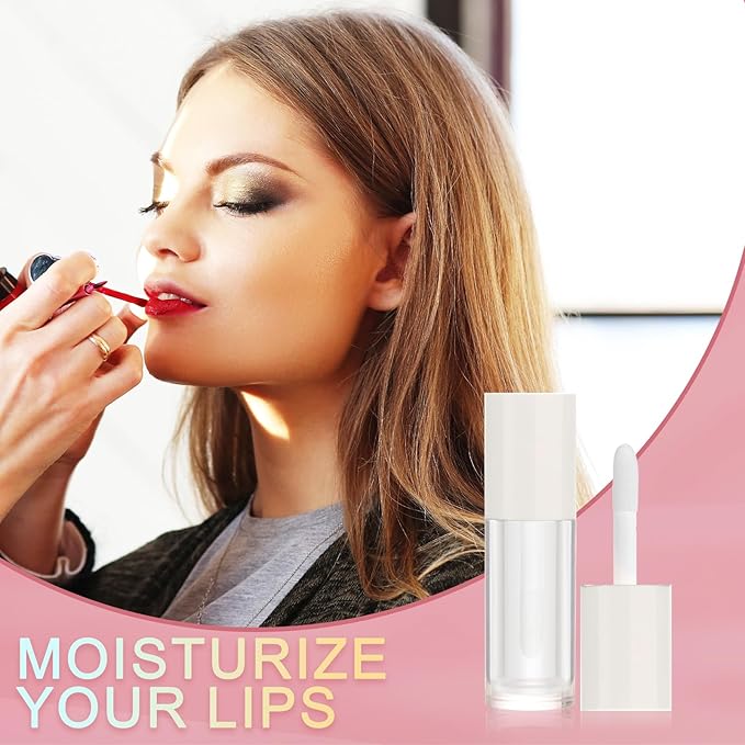 12pcs 2.5ml Empty Lip Gloss Tubes with Wand Cute Lip Gloss Containers Refillable Cosmetic Lip Balm Tubes Lip Gloss Supplies Kit + 2pcs Syringes (White)