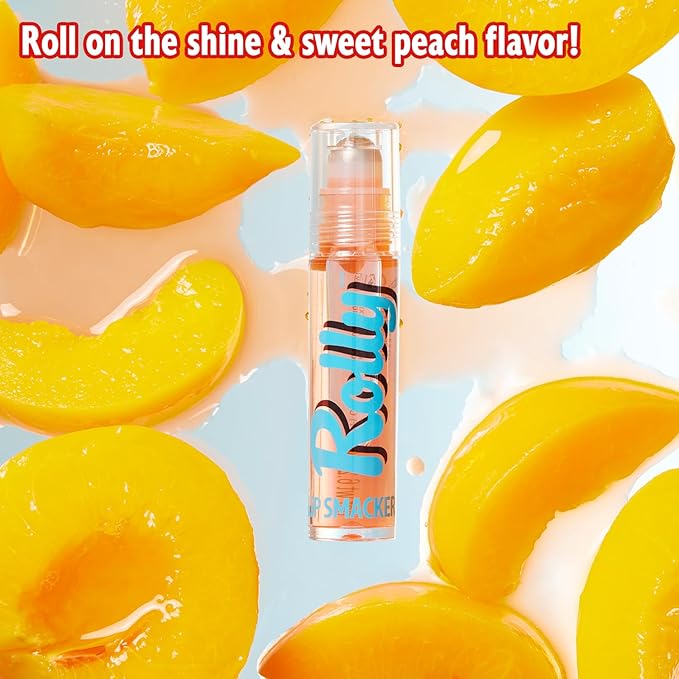 Lip Smacker Rolly Lip Gloss, Classic Roller-Ball Design for a Cooling Sensation, Hydrating & Moisturizing Shine - Peach