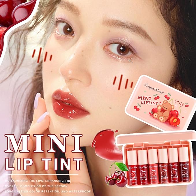 Eakroo 6 Colors Cherry Lip Tint Stain Set, Lip