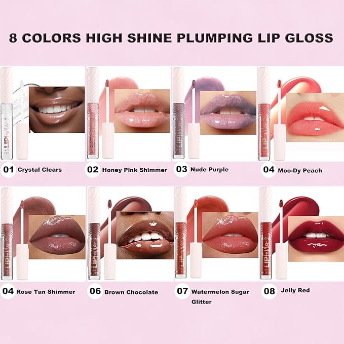 nude purple Lip GlossTinted Glitter Lipgloss Lip Oil Teens Moisturizing Lipstick Lip Balm High Shine And Vegan Plumping Lip Gloss For Women Girls Long-Lasting Dry Lip Care lip pumper gloss 03