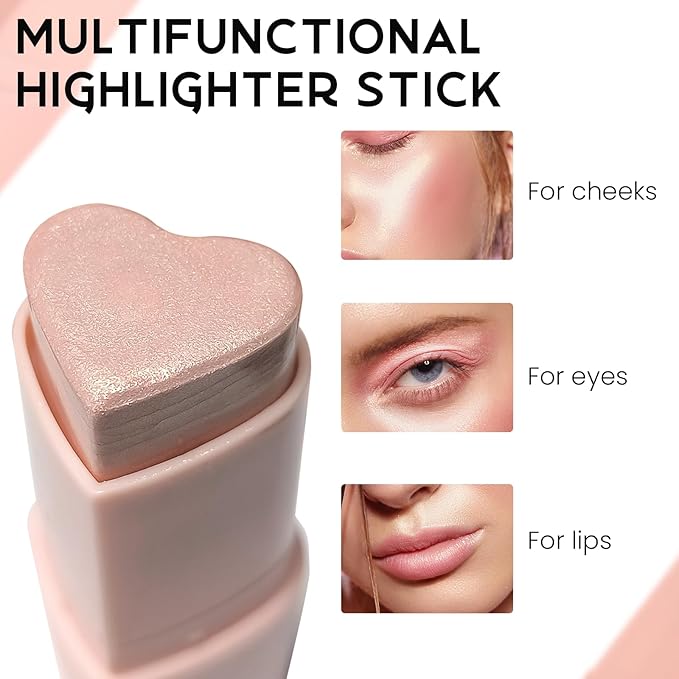 Blush Stick for Cheeks, Cream Blush with Heart-shaped, Blossom Sakura