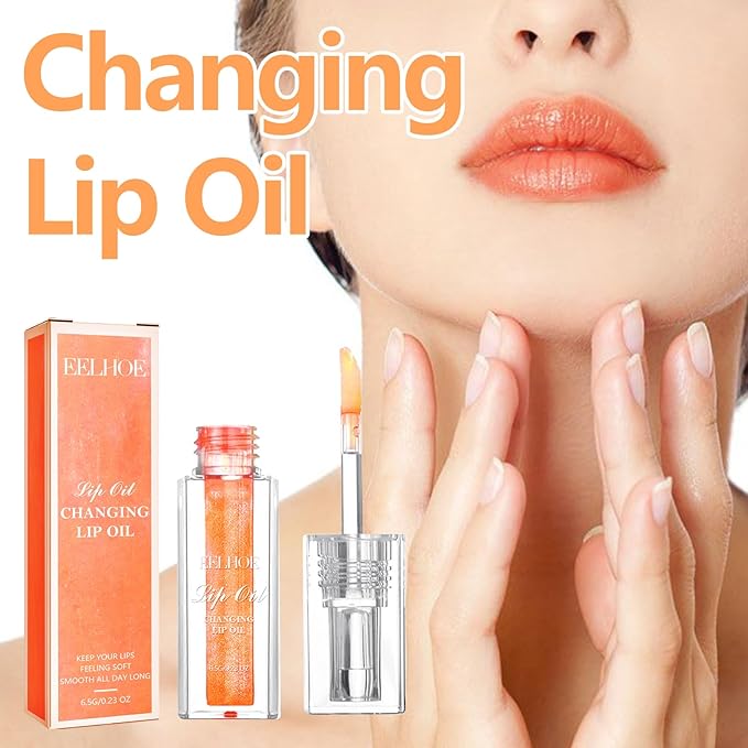 Midnight Boss Up Magic Color Changing Lip Oil Stain Cosmetic PH Actived Moisturizing Hydrating Glow Gloss Tinted Transparent Care Long Lasting Non-Sticky Fresh Texture Nourishing Pink Orange Red