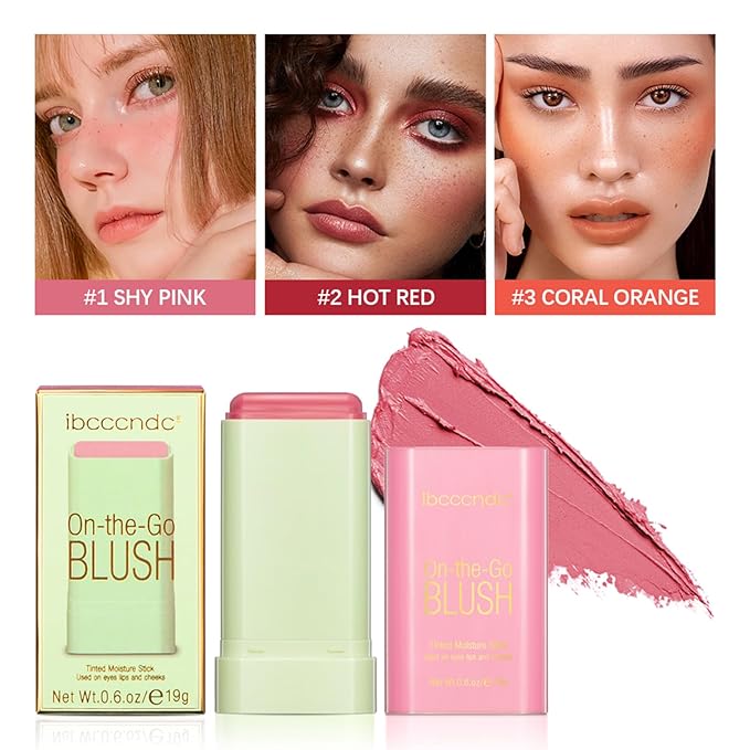 MEICOLY Multi Use Makeup Blush Stick,On-the-Go 2-in-1 Lip